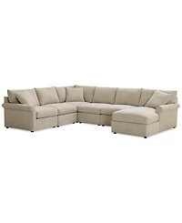 Closeout! Wrenley 131" 6-Pc. Fabric Modular Sectional Chaise Sofa, Created for Macy's