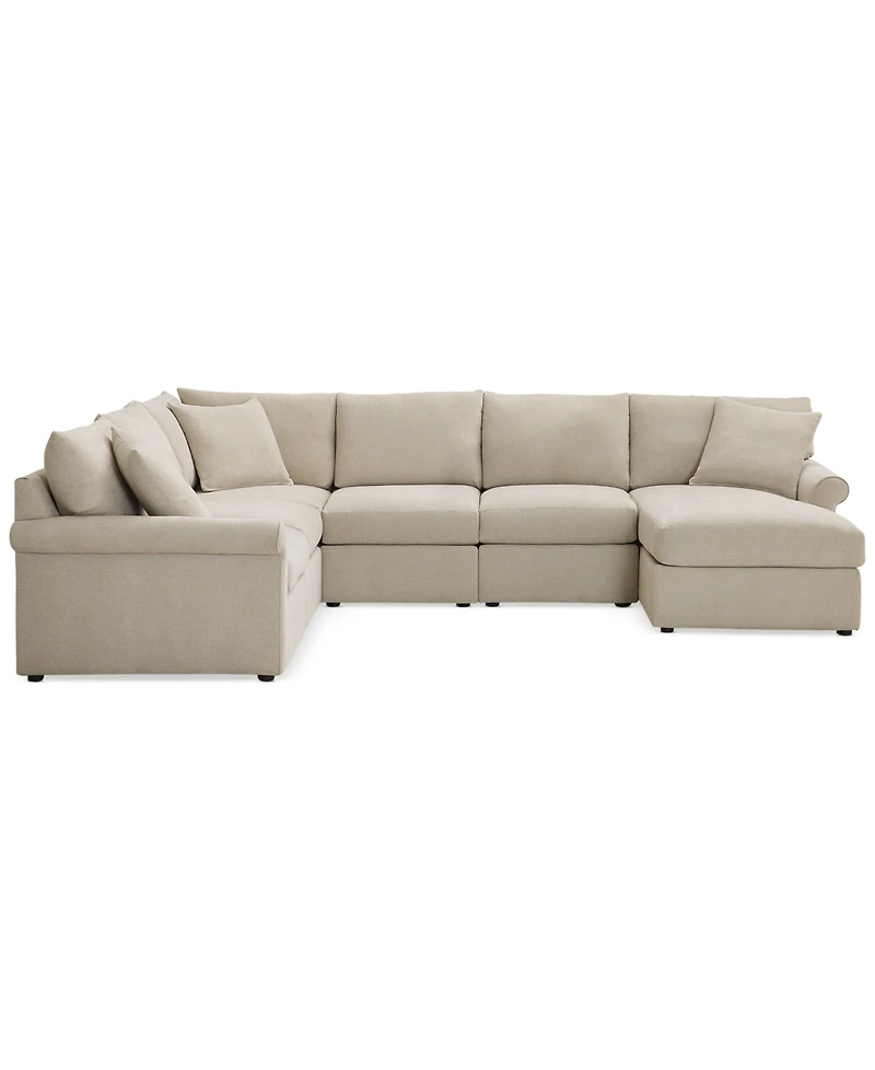 Closeout! Wrenley 131" 6-Pc. Fabric Modular Sectional Chaise Sofa, Created for Macy's