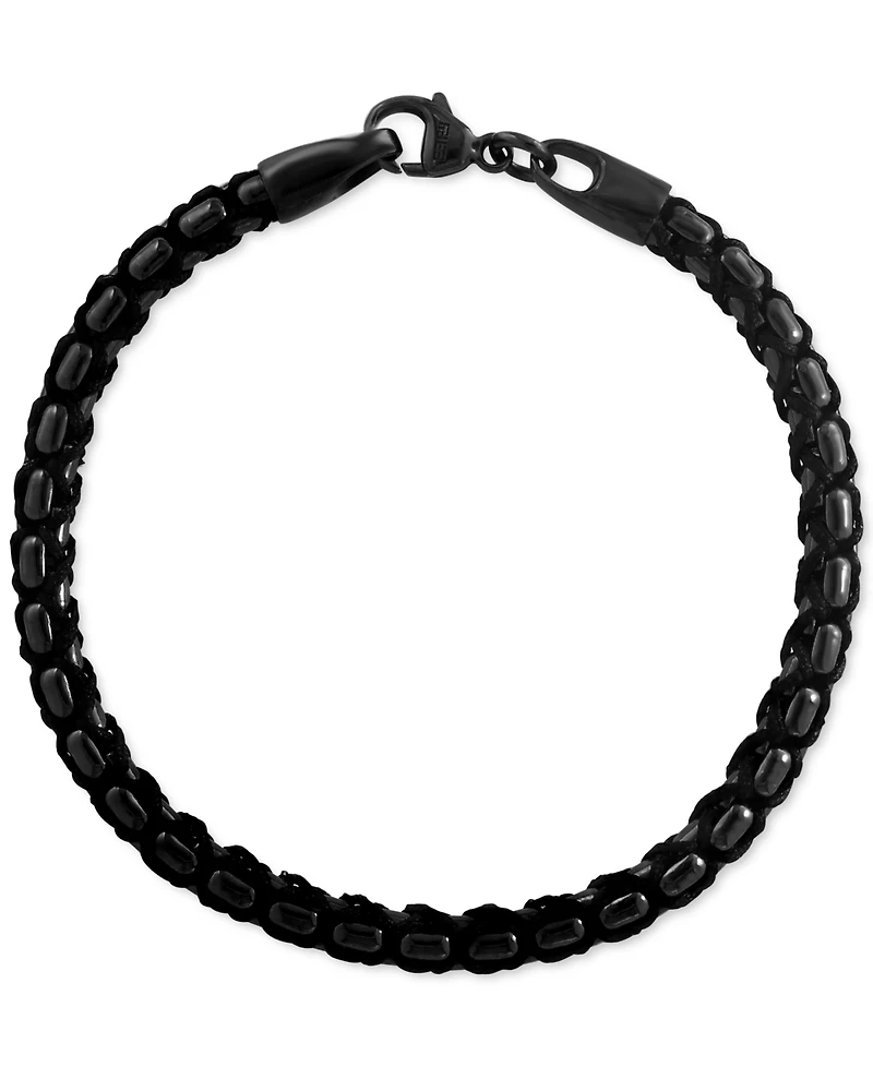 Effy Men's Hematite Woven Nylon Cord Bracelet in Black Pvd-Plated Sterling Silver