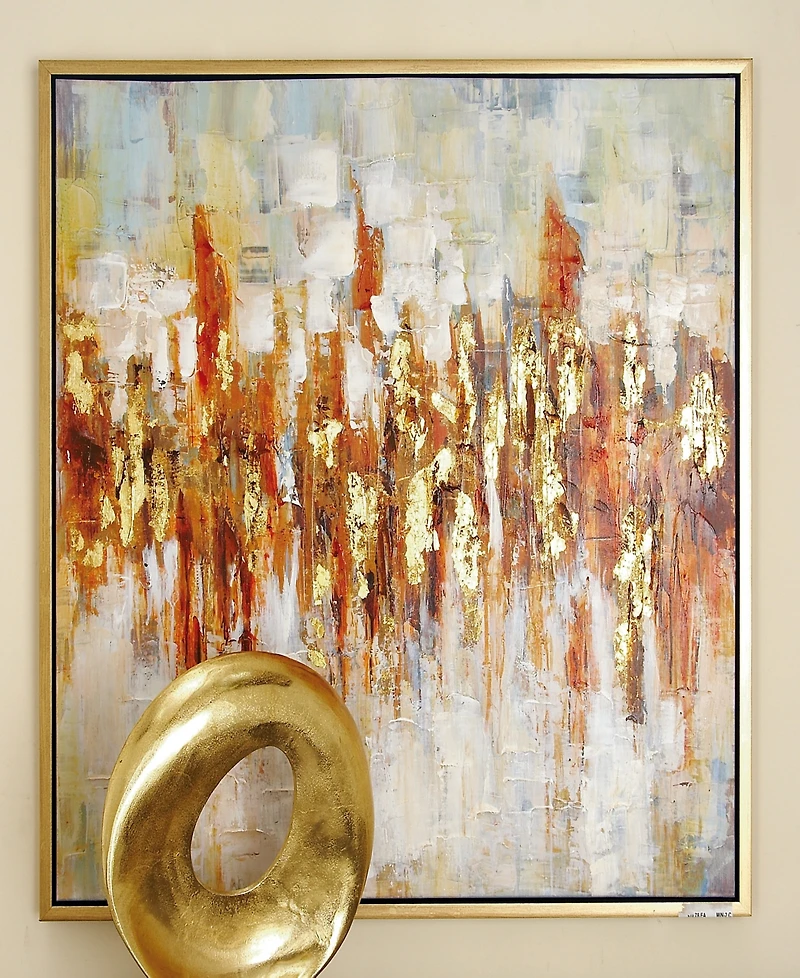 Rosemary Lane Canvas Abstract Framed Wall Art with Gold-Tone Frame, 39" x 2" x 39"