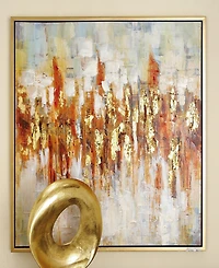 Rosemary Lane Canvas Abstract Framed Wall Art with Gold-Tone Frame, 39" x 2" x 39"