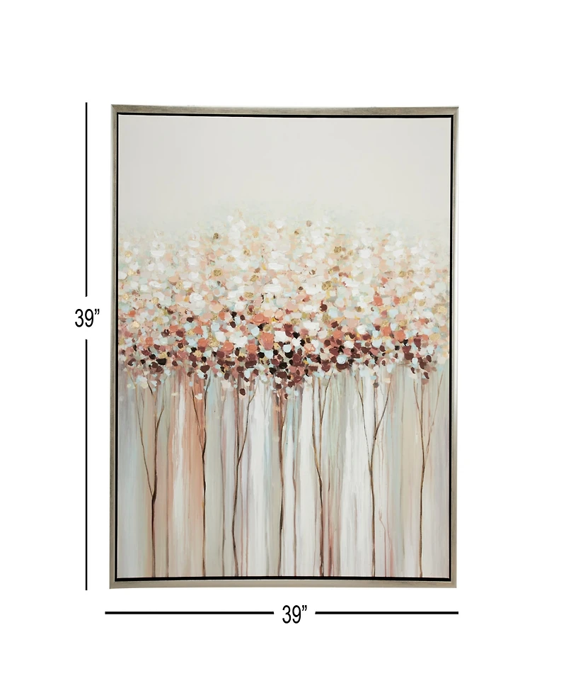 Rosemary Lane Canvas Tree Framed Wall Art with Silver-Tone Frame, 39" x 2" x 39"