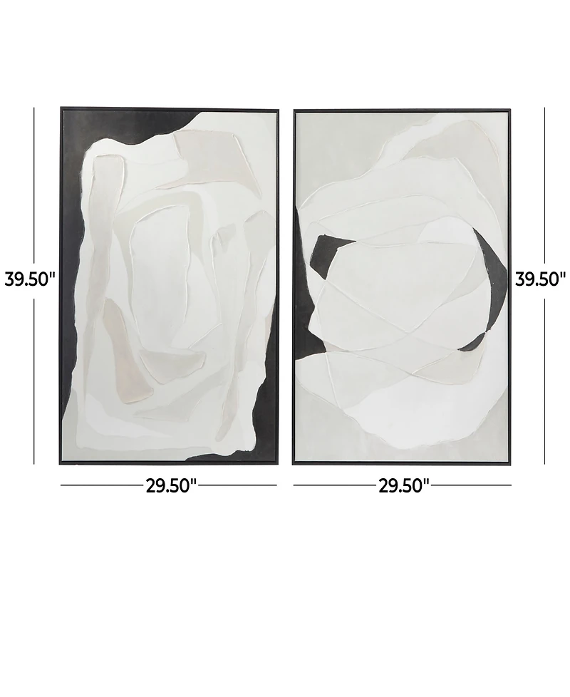Rosemary Lane Canvas Abstract Framed Wall Art with Black Frame Set of 2, 29.50" x 39.50"