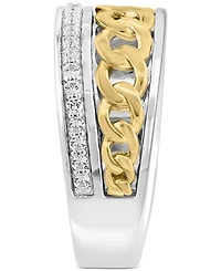 Effy Men's White Sapphire Chain Link Ring (1/2 ct. t.w.) in Sterling Silver and 14k Gold-Plate
