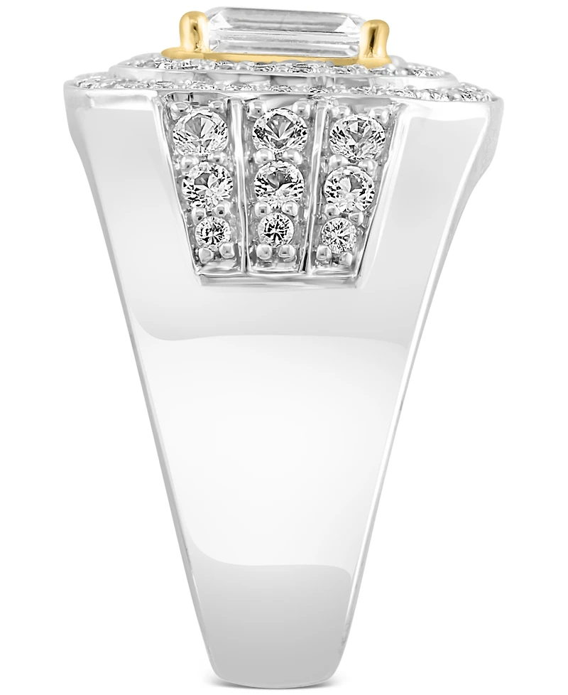 Effy Men's White Topaz Halo Cluster Ring (3 ct. t.w.) in Sterling Silver & 14k Gold-Plate