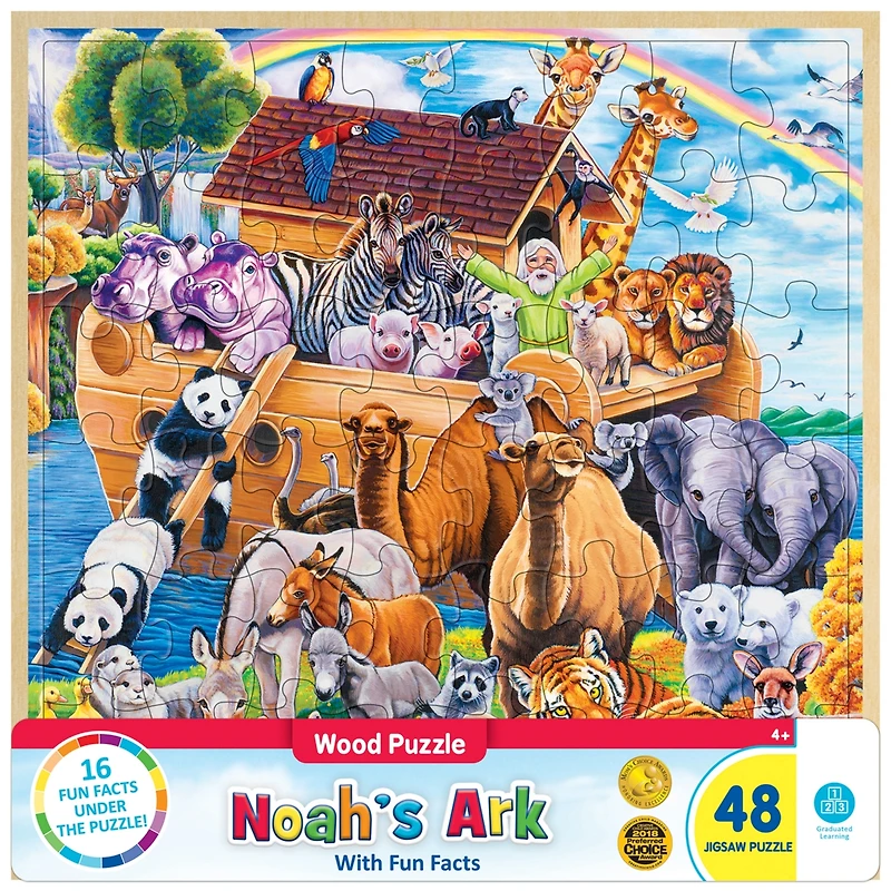 Masterpieces Wood Fun Facts - Noah's Ark 48 Piece Wood Jigsaw Puzzle