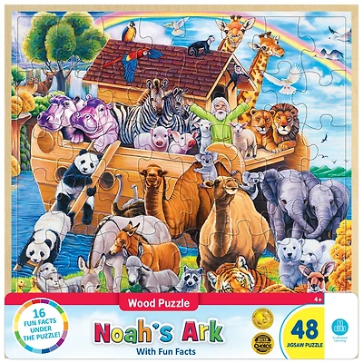 Masterpieces Wood Fun Facts - Noah's Ark 48 Piece Wood Jigsaw Puzzle