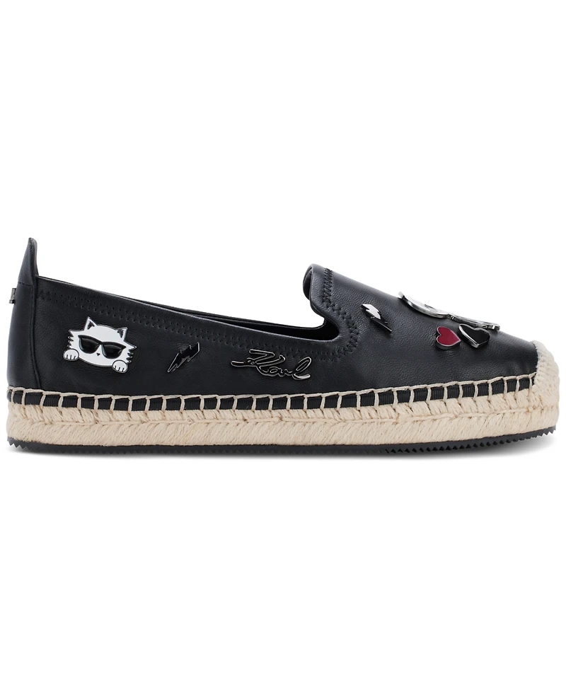 Karl Lagerfeld Paris Women's Michaela Embellished Slip-On Espadrille Flats