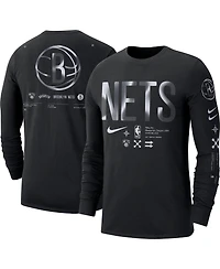 Men's Nike Black Brooklyn Nets Essential Air Traffic Control Long Sleeve T-shirt