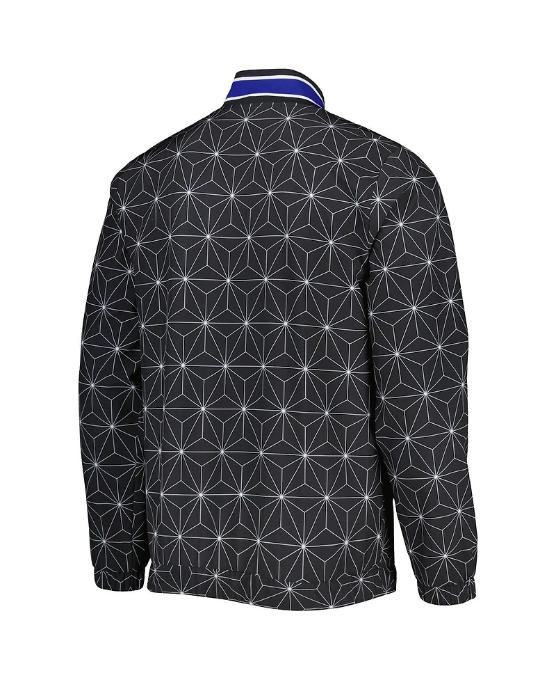 Men's Starter Black Golden State Warriors In-Field Play Fashion Satin Full-Zip Varsity Jacket