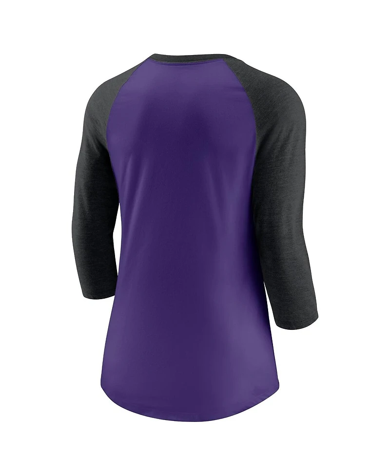 Women's Nike Purple, Black Colorado Rockies Next Up Tri-Blend Raglan 3/4-Sleeve T-shirt