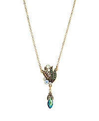 2028 Glass Multi Ab Petal Pendant Necklace