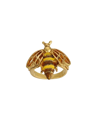2028 Enamel Yellow and Brown Bee Ring Size