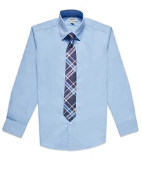 Kenneth Cole Reaction Big Boys Solid Classic Shirt and Tie Set