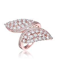 Ra 18K Rose Gold Plated Clear Cubic Zirconia Cluster Wing Ring