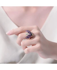 Ra 14K Gold and Black Plated Multi Colored Cubic Zirconia Lady bug Ring