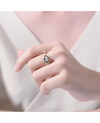 Ra 14K Gold Plated Green Cubic Zirconia Modern Inlaid Ring