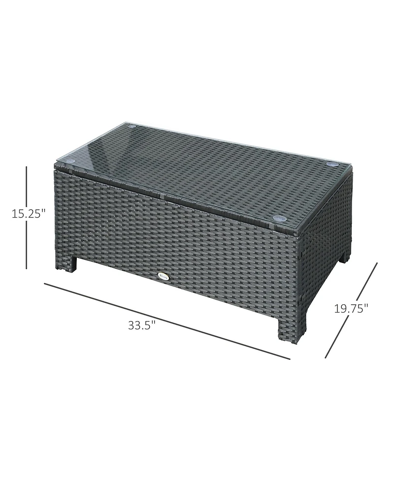 Outsunny Pe Rat Patio Table with Tempe Glass,