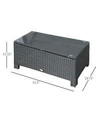 Outsunny Pe Rat Patio Table with Tempe Glass,