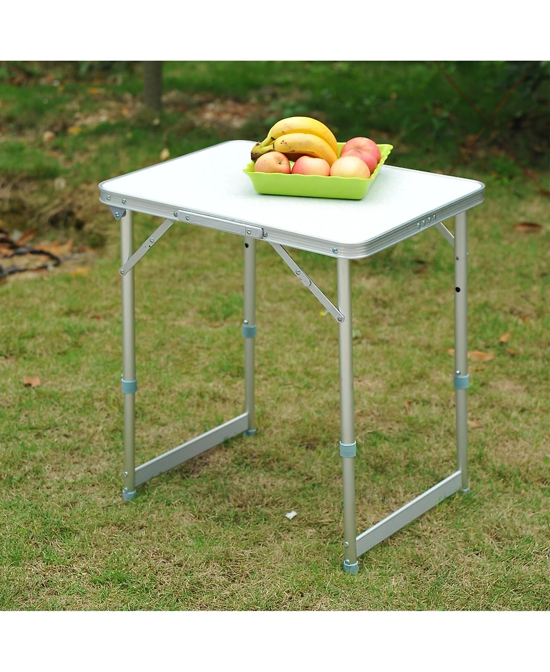 Outsunny 24" Aluminum Lightweight Portable Folding Easy Clean Camping Table with Carrying Handle & Height Adjustability