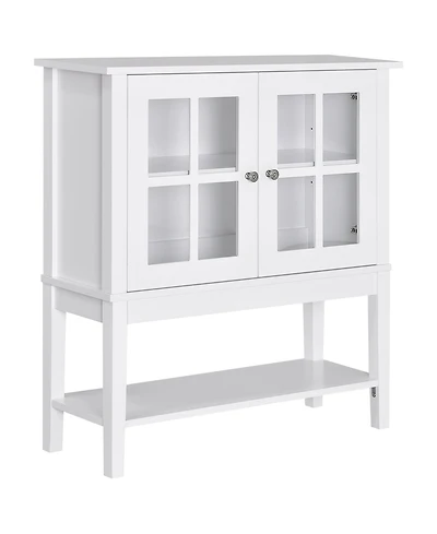Homcom Modern Kitchen Solid Storage Sideboard Cabinet w/Glass Doors,