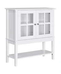 Homcom Modern Kitchen Solid Storage Sideboard Cabinet w/Glass Doors,