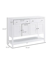 Homcom 47" Modern Sideboard Buffet Cabinet Kitchen Storage Accent Cupboard White