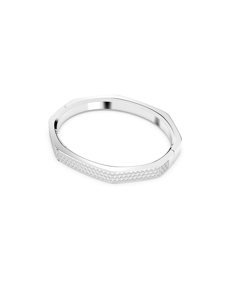 Swarovski Crystal Dextera Bangle Octagon Shape Pave Medium White Rhodium Plated