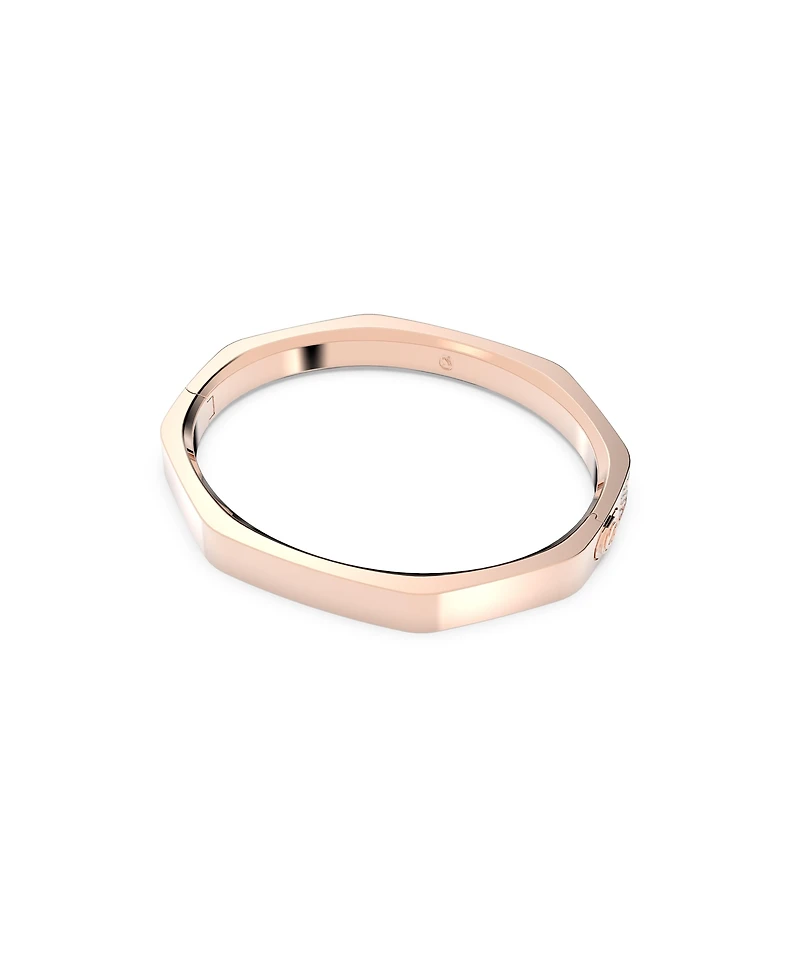 Swarovski Crystal Dextera Bangle Octagon Shape Pave Medium White Rose Gold-Tone Plated