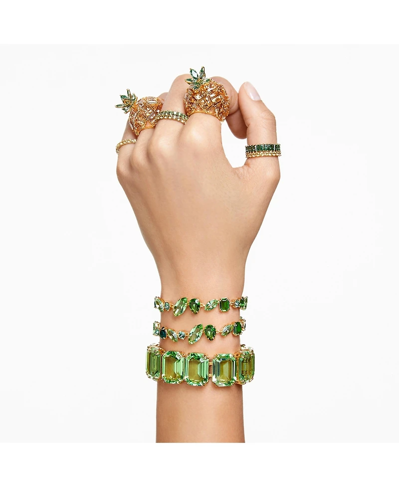 Swarovski Crystal Round Cut Green Matrix Ring