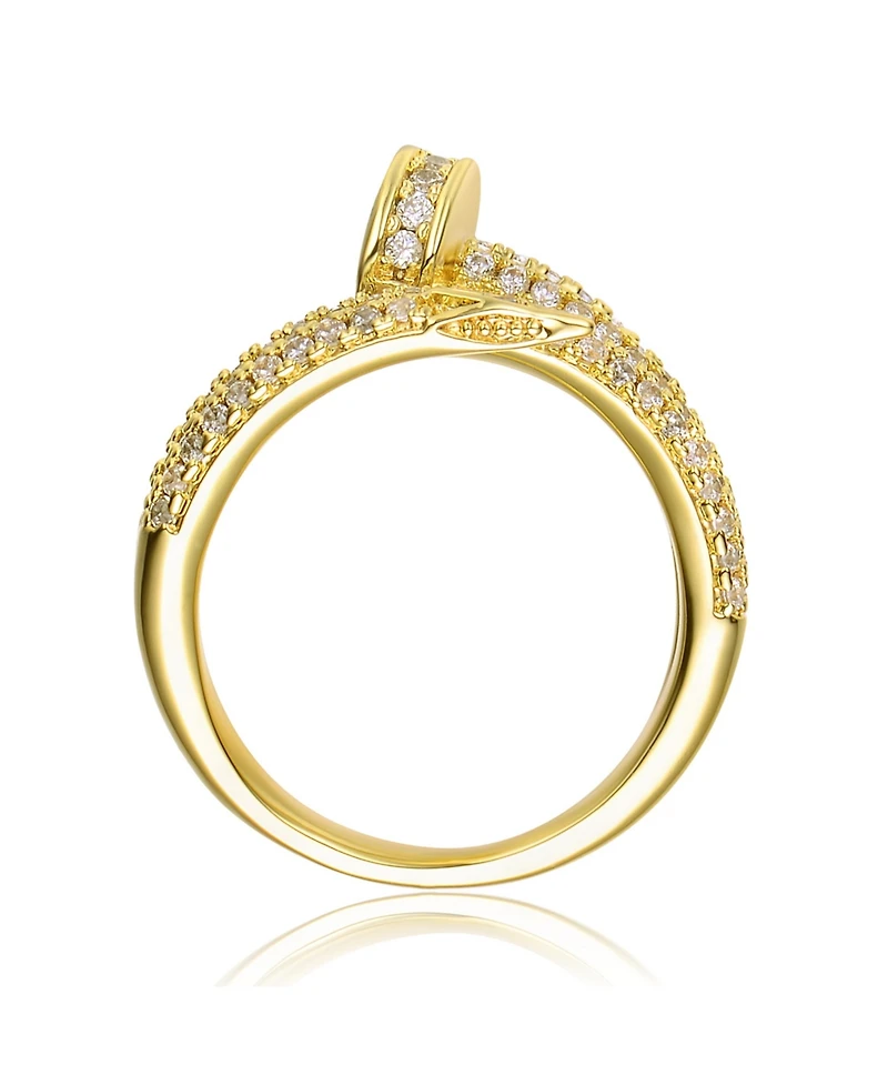Ra 14K Gold Plated With Cubic Zirconia Bypass Modern Ring