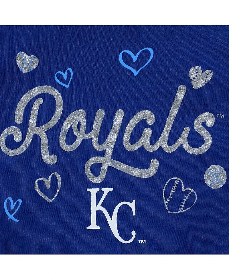 Girls Newborn and Infant Royal Kansas City Royals 3-Piece Home Plate Bodysuit Bib and Booties Set