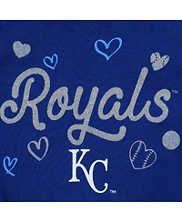 Girls Newborn and Infant Royal Kansas City Royals 3-Piece Home Plate Bodysuit Bib and Booties Set