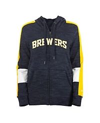 Women's New Era Navy Milwaukee Brewers Colorblock Full-Zip Hoodie