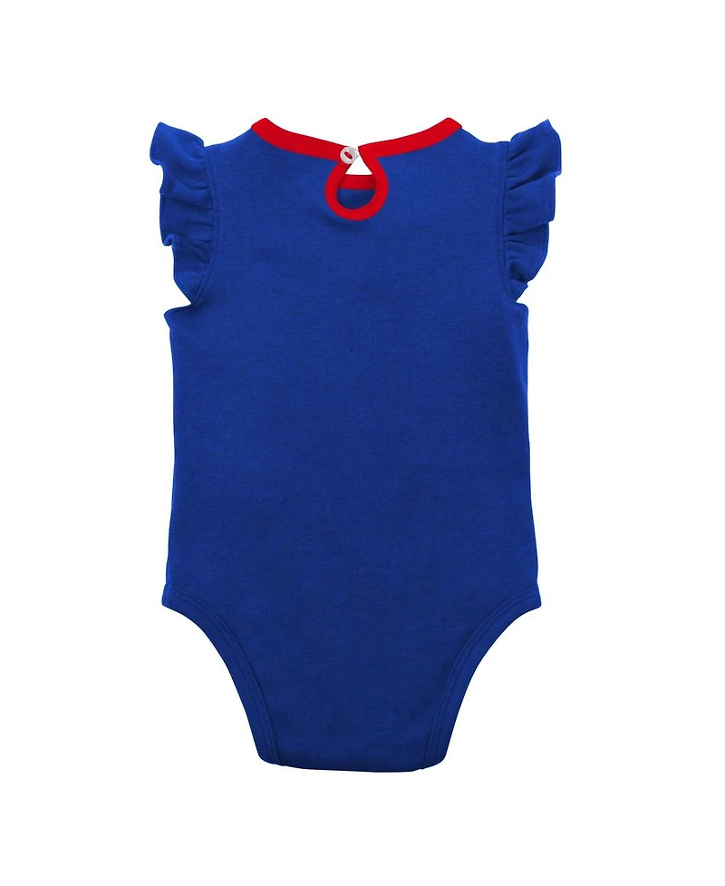 Newborn and Infant Boys Girls Royal, Heather Gray Chicago Cubs Little Fan Two-Pack Bodysuit Set