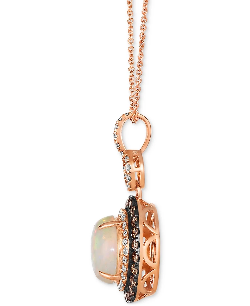 Le Vian Neopolitan Opal (1-1/5 ct. t.w.) & Diamond (x ct. t.w.) Halo Adjustable 20" Pendant Necklace in 14k Rose Gold
