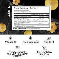 Amen Multi Collagen Peptides Capsules with Hyaluronic Acid and Vitamin C - 5 Types of Collagen Protein Type I, Ii, Iii, V, X - Grass Fed Hydrolyzed