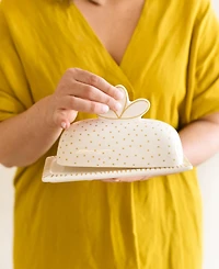 Coton Colors by Laura Johnson Deco Gold Scallop Knob Butter Dish