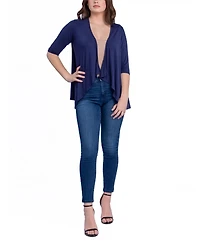 24seven Comfort Apparel Women's Open Front Elbow Length Sleeve Cardigan Sweater