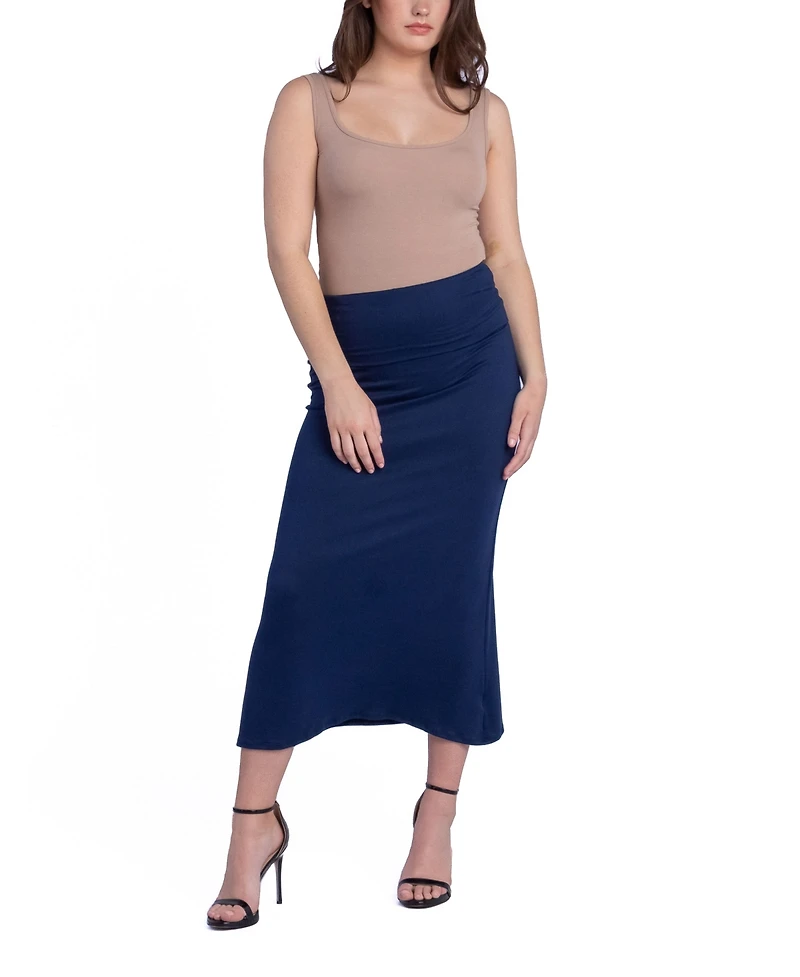 24Seven Comfort Apparel Women's Foldable Waistband Relaxing to Wear Skirt