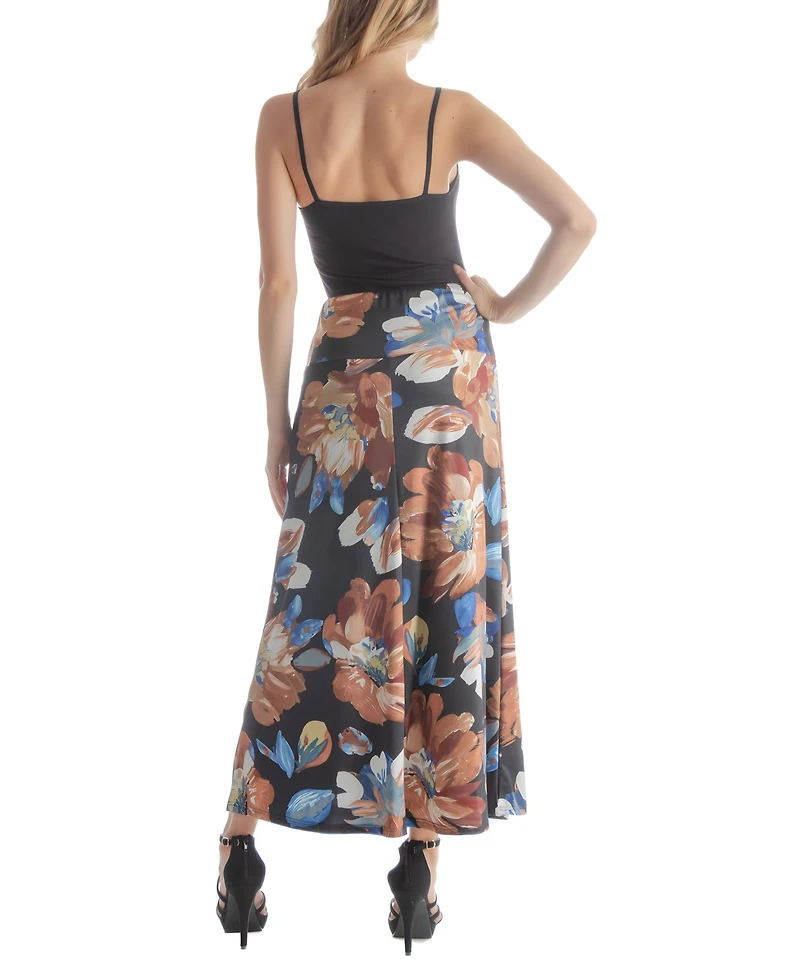 24seven Comfort Apparel Women's Elastic Waist Long Maxi Skirt