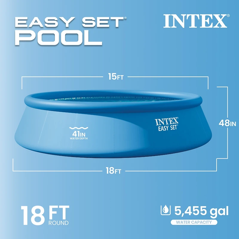 Intex 26175EH 18' x 48" Inflatable Round Outdoor Above Ground Swimming Pool Set