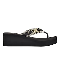 Guess Women's Ediva Wedges with Hardware and Heritage Logo Fabric Sandals