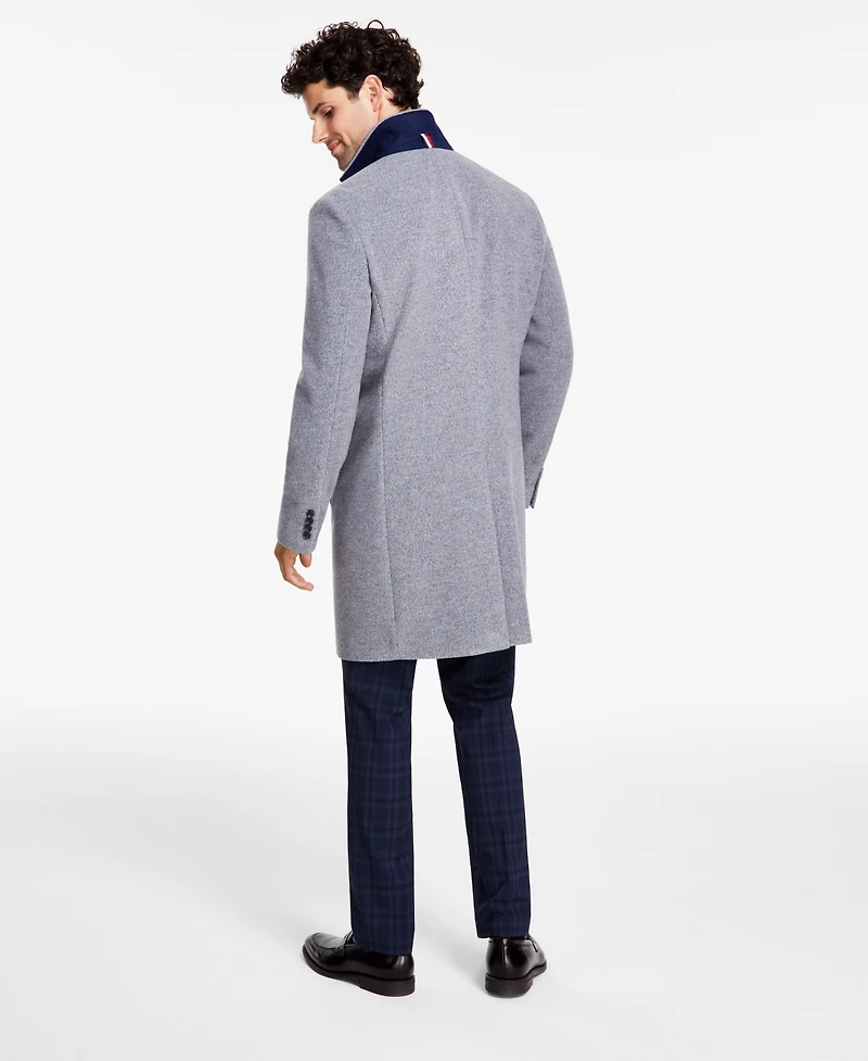 Tommy Hilfiger Men's Addison Wool-Blend Trim Fit Overcoat