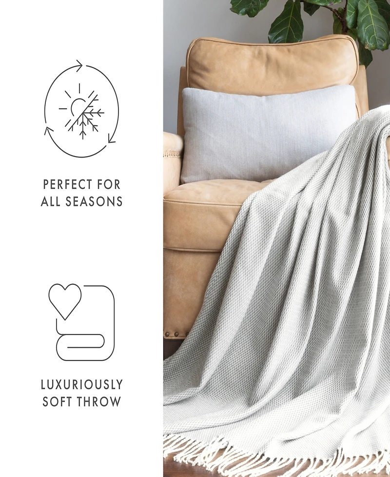 ienjoy Home Herringbone Fringed Throw, 60" x 50"