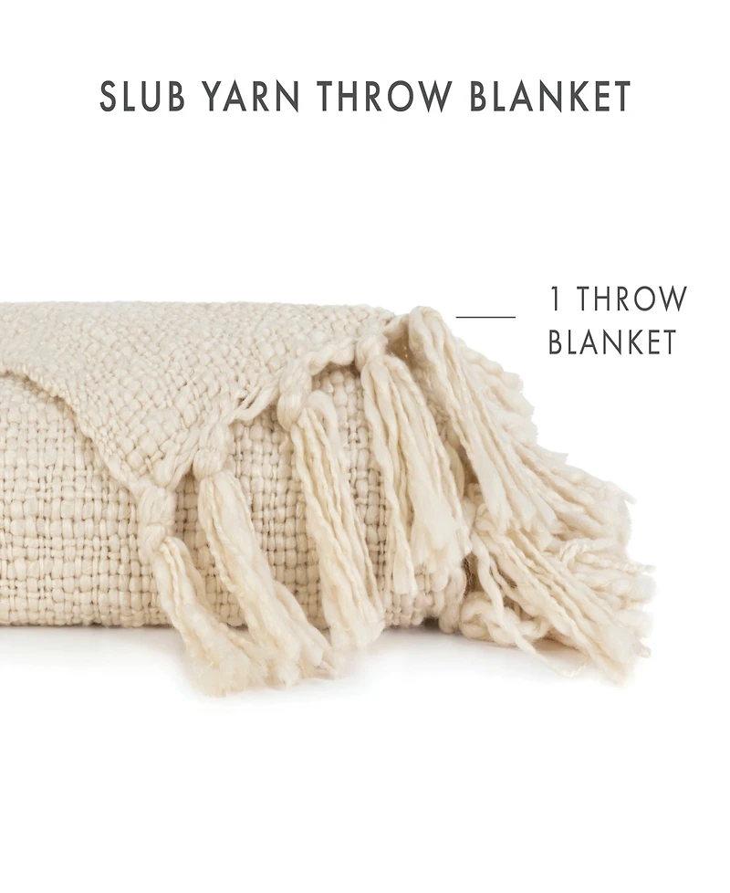 ienjoy Home Slub-Yarn Fringed Throw, 60" x 50"