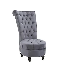 Homcom Retro Button-Tufted Royal Design High Back Armless Chair w/Thick Padding