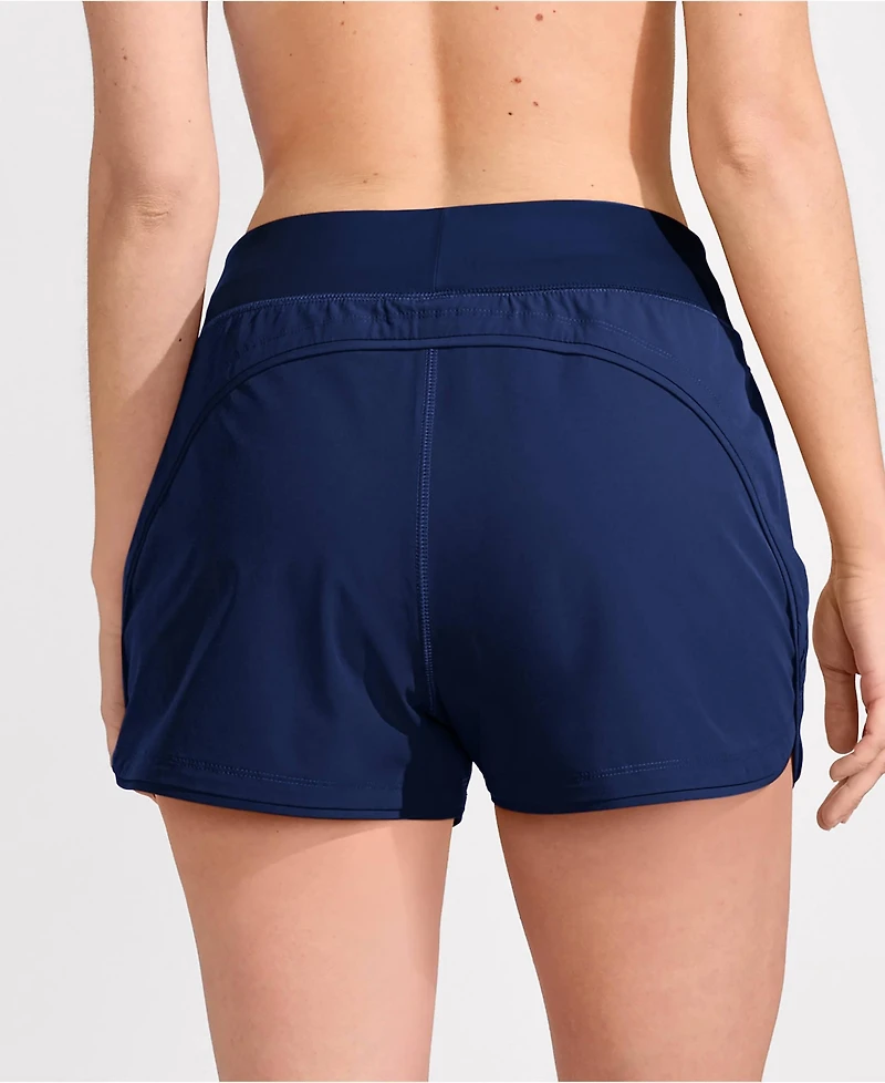Lands' End Women's 3" Quick Dry Elastic Waist Board Shorts Swim Cover-up with Panty