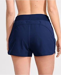 Lands' End Women's 3" Quick Dry Elastic Waist Board Shorts Swim Cover-up with Panty