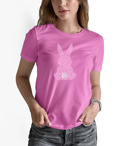 La Pop Art Women's Word Easter Bunny Short Sleeve T-shirt